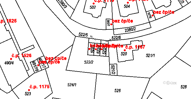 Teplice 49317296 na parcele st. 522/1 v KÚ Teplice-Trnovany, Katastrální mapa