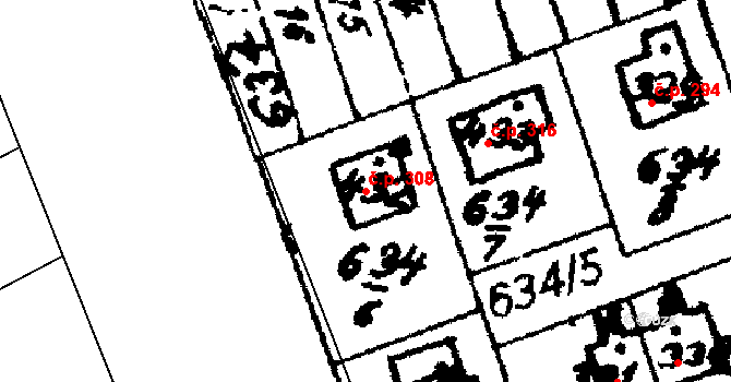 Hrochův Týnec 308 na parcele st. 432 v KÚ Hrochův Týnec, Katastrální mapa