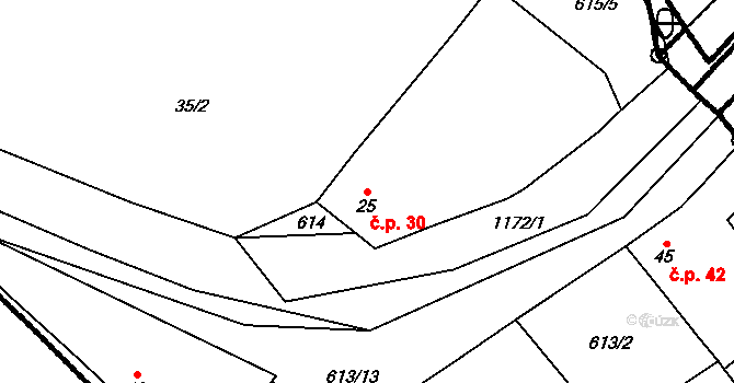 Maletice 30, Protivín na parcele st. 25 v KÚ Maletice, Katastrální mapa