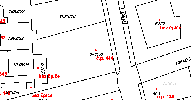 Beroun-Závodí 444, Beroun na parcele st. 1512/1 v KÚ Beroun, Katastrální mapa