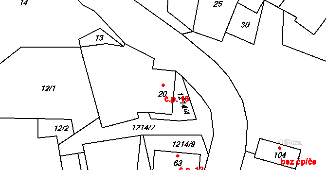 Radostovice 16, Smilovy Hory na parcele st. 20 v KÚ Radostovice u Smilových Hor, Katastrální mapa