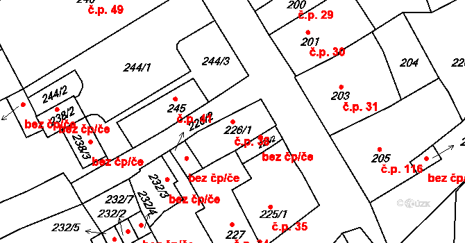 Město 38, Horšovský Týn na parcele st. 226/1 v KÚ Horšovský Týn, Katastrální mapa