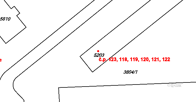 Polabiny 118,119,120,121,122,, Pardubice na parcele st. 5203 v KÚ Pardubice, Katastrální mapa