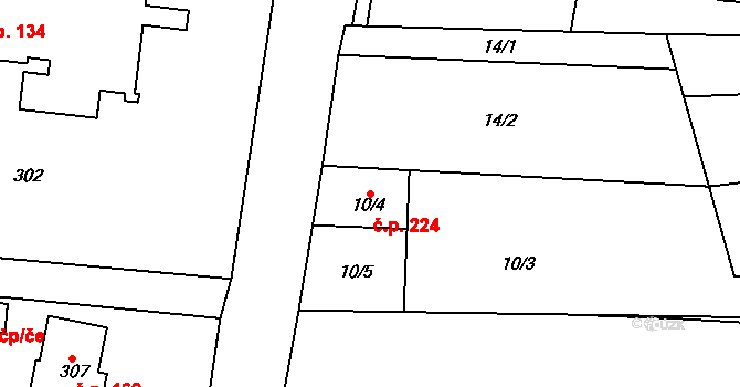 Božtěšice 224, Ústí nad Labem na parcele st. 10/4 v KÚ Božtěšice, Katastrální mapa
