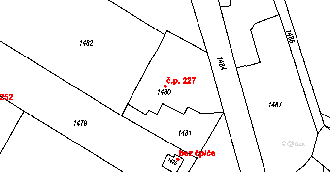 Hodslavice 227 na parcele st. 1480 v KÚ Hodslavice, Katastrální mapa