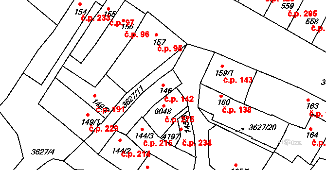 Rakovník I 142, Rakovník na parcele st. 146 v KÚ Rakovník, Katastrální mapa