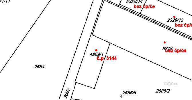 Havlíčkův Brod 3144 na parcele st. 4859/1 v KÚ Havlíčkův Brod, Katastrální mapa