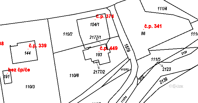Pilníkov 449 na parcele st. 193 v KÚ Pilníkov II, Katastrální mapa