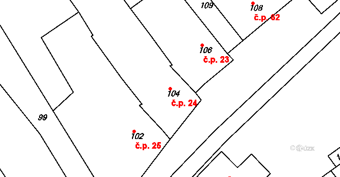 Nejdek 24, Lednice na parcele st. 104 v KÚ Nejdek u Lednice, Katastrální mapa