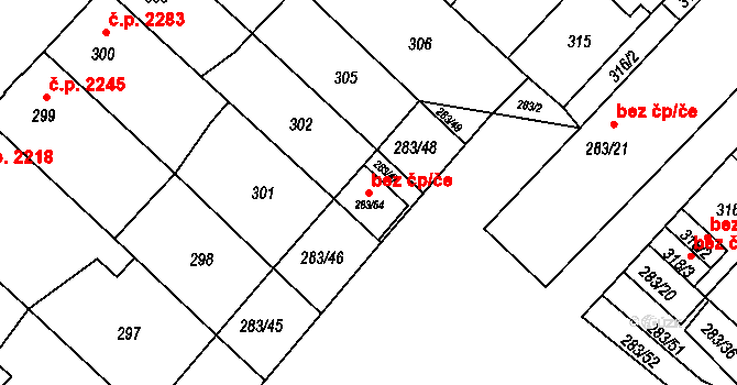 Chomutov 100429297 na parcele st. 283/54 v KÚ Chomutov II, Katastrální mapa