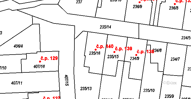 Čechovice 140, Velký Týnec na parcele st. 235/16 v KÚ Čechovice, Katastrální mapa
