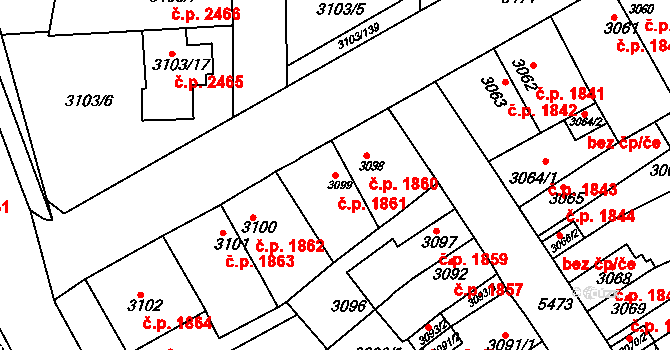 Znojmo 1861 na parcele st. 3099 v KÚ Znojmo-město, Katastrální mapa