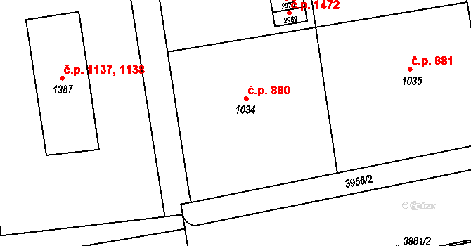 Lipník nad Bečvou I-Město 880, Lipník nad Bečvou na parcele st. 1034 v KÚ Lipník nad Bečvou, Katastrální mapa