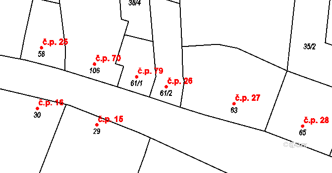 Zdislavice 26, Troubky-Zdislavice na parcele st. 61/2 v KÚ Zdislavice, Katastrální mapa