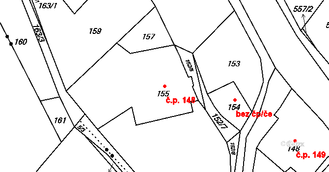 Janovice 148, Rýmařov na parcele st. 155 v KÚ Janušov, Katastrální mapa