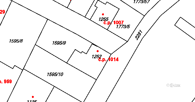 Šumperk 1014 na parcele st. 1252 v KÚ Šumperk, Katastrální mapa