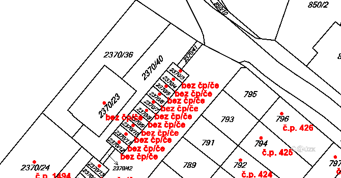 Mikulov 202 na parcele st. 2370/5 v KÚ Mikulov na Moravě, Katastrální mapa