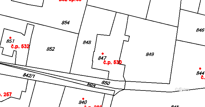 Skřečoň 530, Bohumín na parcele st. 847 v KÚ Skřečoň, Katastrální mapa