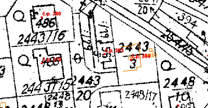 Jaroměřice 383 na parcele st. 561 v KÚ Jaroměřice, Katastrální mapa