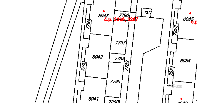 Líšeň 2266,2267, Brno na parcele st. 5942 v KÚ Líšeň, Katastrální mapa