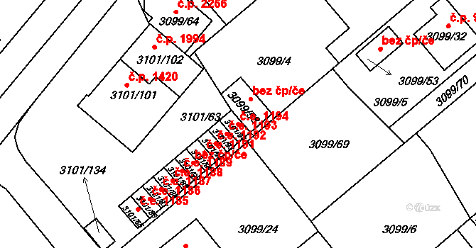Pelhřimov 1194 na parcele st. 3101/94 v KÚ Pelhřimov, Katastrální mapa