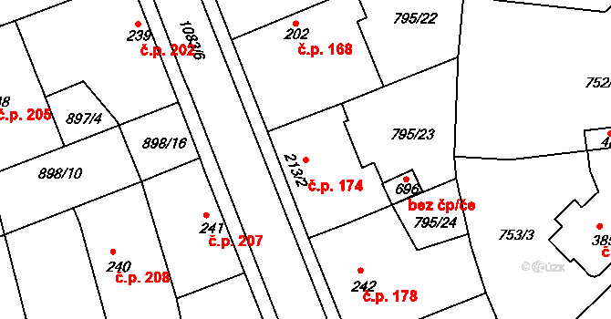 Staňkov II 174, Staňkov na parcele st. 213/2 v KÚ Staňkov-ves, Katastrální mapa