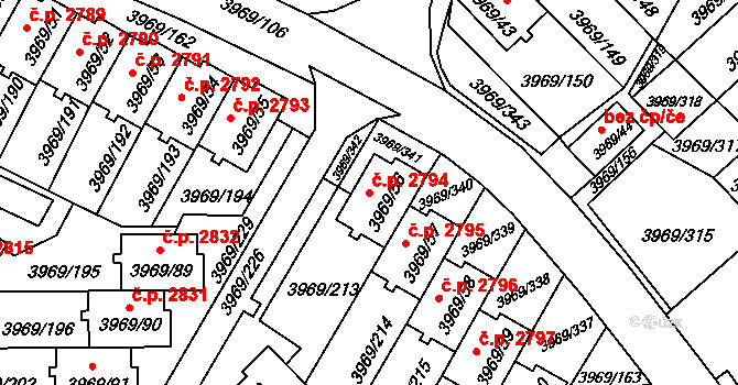 Česká Lípa 2794 na parcele st. 3969/56 v KÚ Česká Lípa, Katastrální mapa
