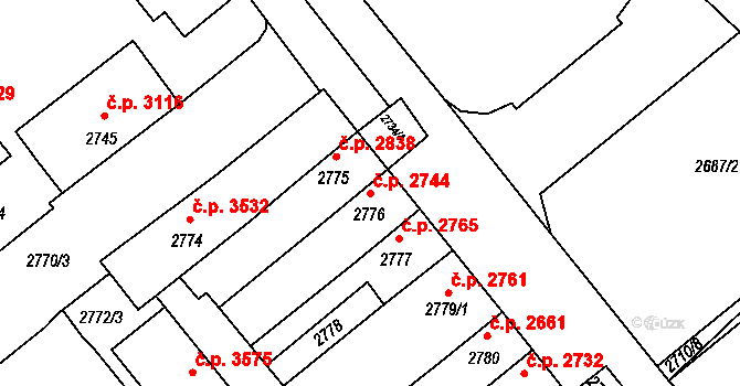 Chomutov 2744 na parcele st. 2776 v KÚ Chomutov II, Katastrální mapa