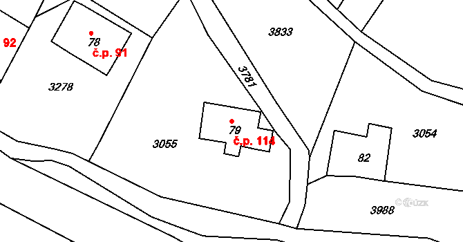 Sedloňov 114 na parcele st. 79 v KÚ Sedloňov, Katastrální mapa