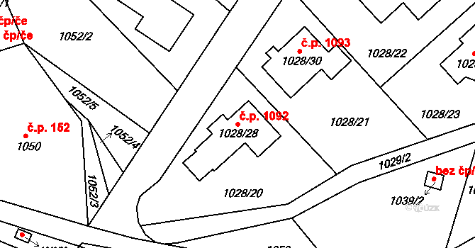 Liberec XIV-Ruprechtice 1092, Liberec na parcele st. 1028/28 v KÚ Ruprechtice, Katastrální mapa