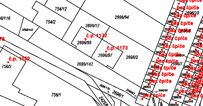 Svatobořice 1173, Svatobořice-Mistřín na parcele st. 2696/97 v KÚ Svatobořice, Katastrální mapa