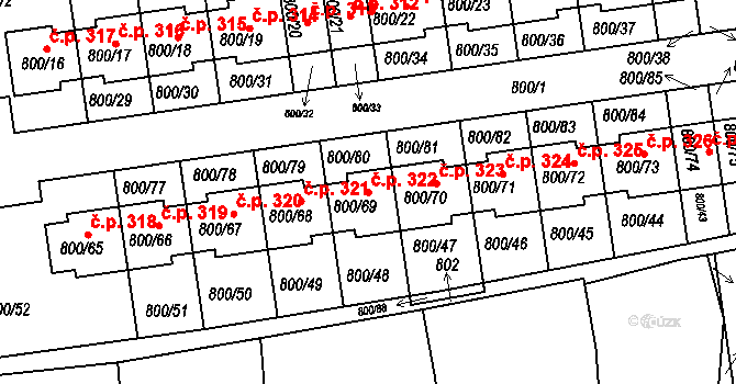 Velké Předměstí 322, Horšovský Týn na parcele st. 800/69 v KÚ Horšovský Týn, Katastrální mapa