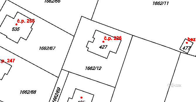 Olbramovice Ves 226, Olbramovice na parcele st. 427 v KÚ Olbramovice u Votic, Katastrální mapa