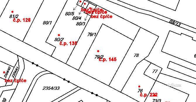 Pokratice 145, Litoměřice na parcele st. 79/2 v KÚ Pokratice, Katastrální mapa