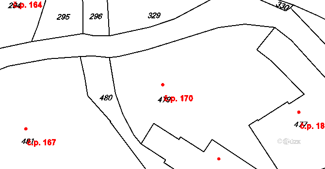 Dolní Chřibská 170, Chřibská na parcele st. 479 v KÚ Dolní Chřibská, Katastrální mapa