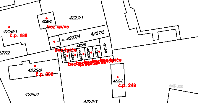 Frýdek-Místek 38969297 na parcele st. 4222/7 v KÚ Lískovec u Frýdku-Místku, Katastrální mapa