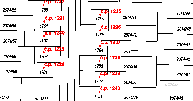 Napajedla 1237 na parcele st. 1784 v KÚ Napajedla, Katastrální mapa