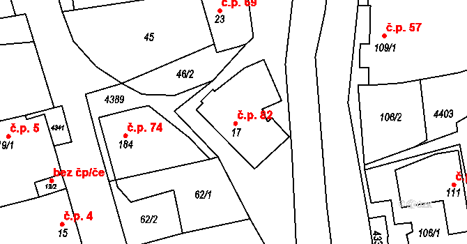Nevšová 82, Slavičín na parcele st. 17 v KÚ Nevšová, Katastrální mapa