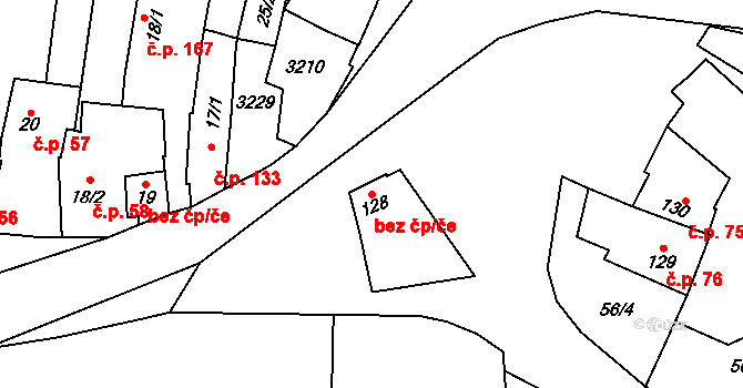 Žeravice 44581297 na parcele st. 128 v KÚ Žeravice u Kyjova, Katastrální mapa