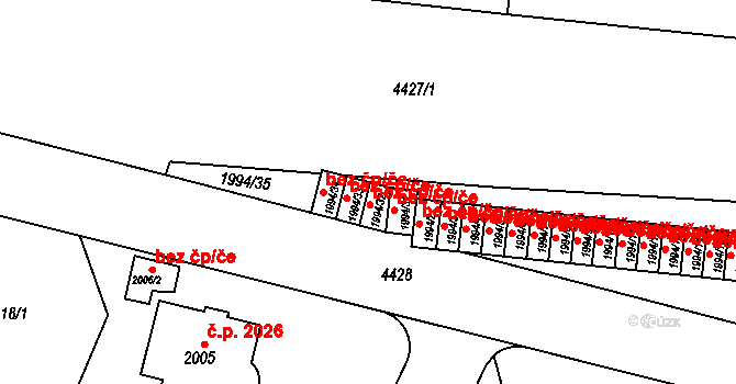 Teplice 45136297 na parcele st. 1994/32 v KÚ Teplice, Katastrální mapa