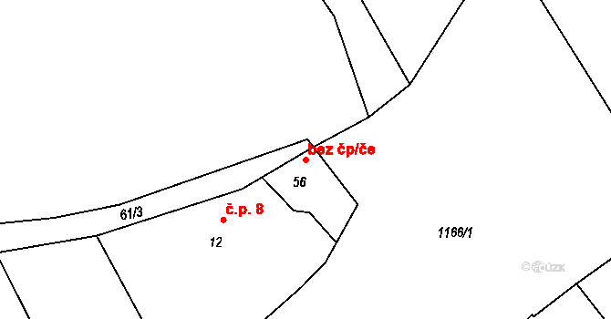 Ježovy 45200297 na parcele st. 56 v KÚ Trnčí, Katastrální mapa