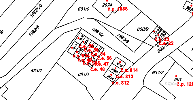 Náchod 56 na parcele st. 1812 v KÚ Náchod, Katastrální mapa