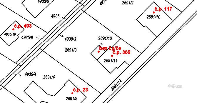 Sviadnov 46658297 na parcele st. 2691/13 v KÚ Sviadnov, Katastrální mapa