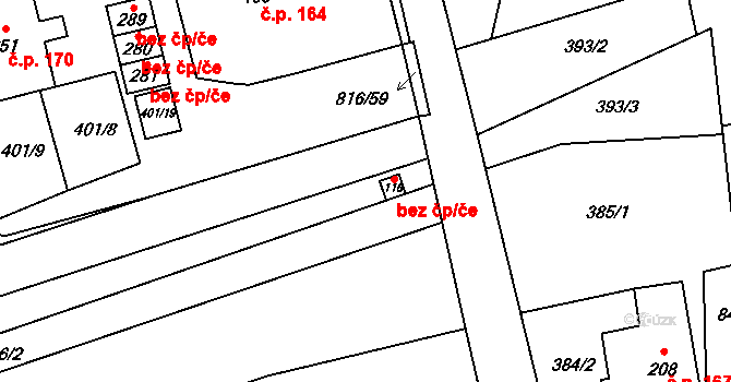 Úsobrno 48365297 na parcele st. 116 v KÚ Úsobrno, Katastrální mapa