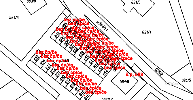 Proboštov 49366297 na parcele st. 588 v KÚ Proboštov u Teplic, Katastrální mapa