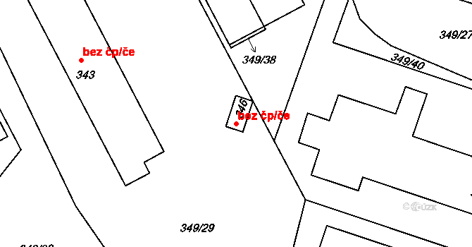 Velký Týnec 50372297 na parcele st. 346 v KÚ Čechovice, Katastrální mapa