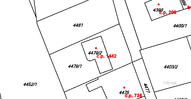 Bystřice 1442 na parcele st. 4479/2 v KÚ Bystřice nad Olší, Katastrální mapa
