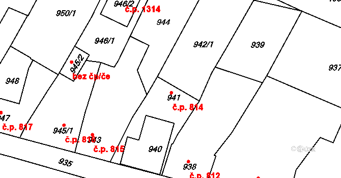 Nýřany 814 na parcele st. 941 v KÚ Nýřany, Katastrální mapa