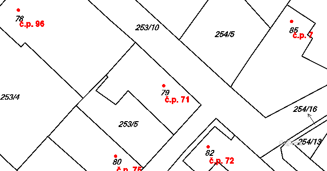 Krašovice 71 na parcele st. 79 v KÚ Krašovice u Plzně, Katastrální mapa