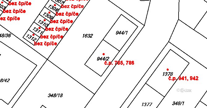 Přeštice 785,786 na parcele st. 944/2 v KÚ Přeštice, Katastrální mapa
